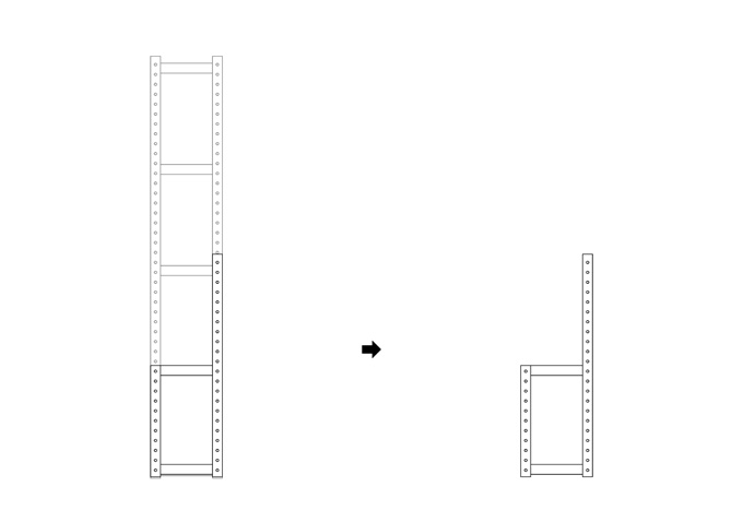 木製ラックを再利用（カット箇所）